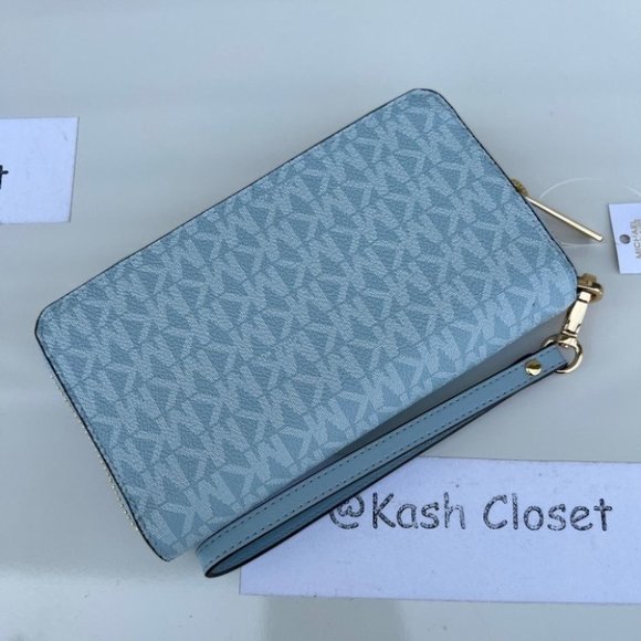 Michael Kors JST Large MF phone Case Wallet/Wristlet -Pale Ocean - Picture 3 of 8